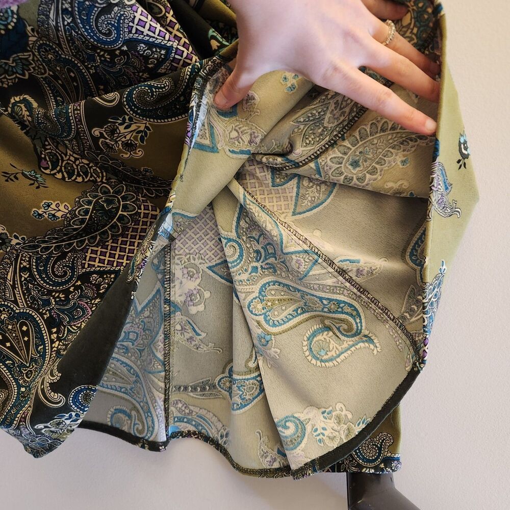 Vtg 90s Y2k Paisley Maxi Skirt Purple & Green Dark Fairy Whimsigoth Boho Earthy - Picture 4 of 9